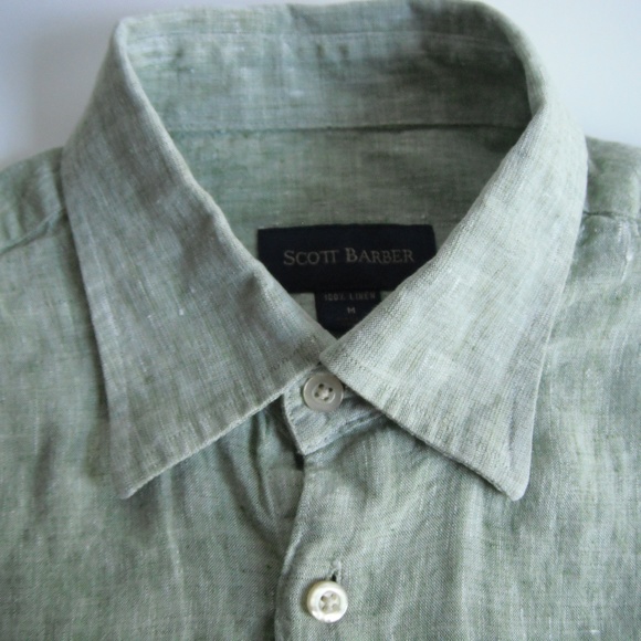 Scott Barber Long Sleeve Shirt 100% Linen PRE-OWNE - Picture 2 of 6